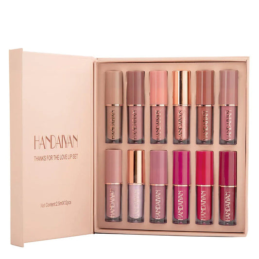 HANDAYIAN - 12 Colors Matte Lipstick Set Liquid Lipstick Kit Long Lasting Waterproof Lip Gloss Set with Gift Box